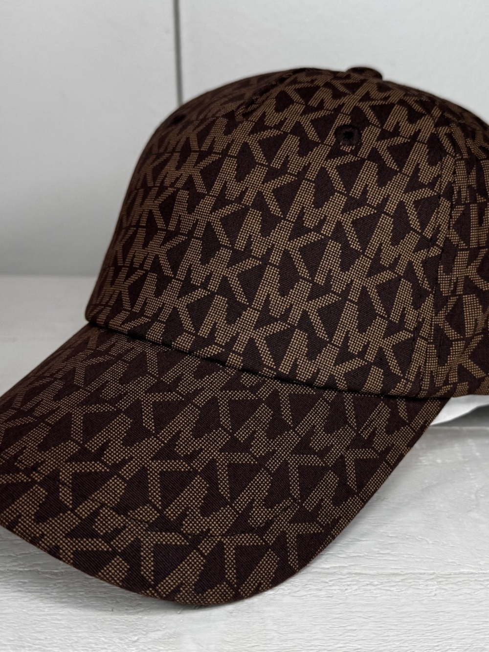 NWT Michael Kors Brown Logo Monogram Baseball Cap Adjustable Hat